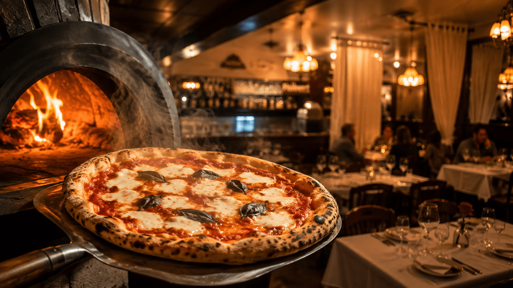 Pizza Margherita fraîche chez Via Ristorante